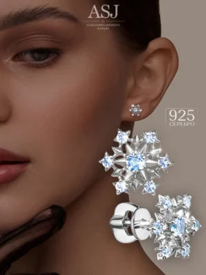 Серебряные серьги гвоздики серебро 925