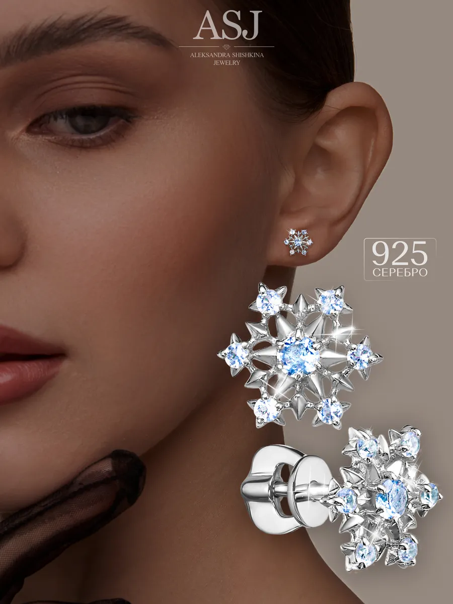 Серебряные серьги гвоздики серебро 925